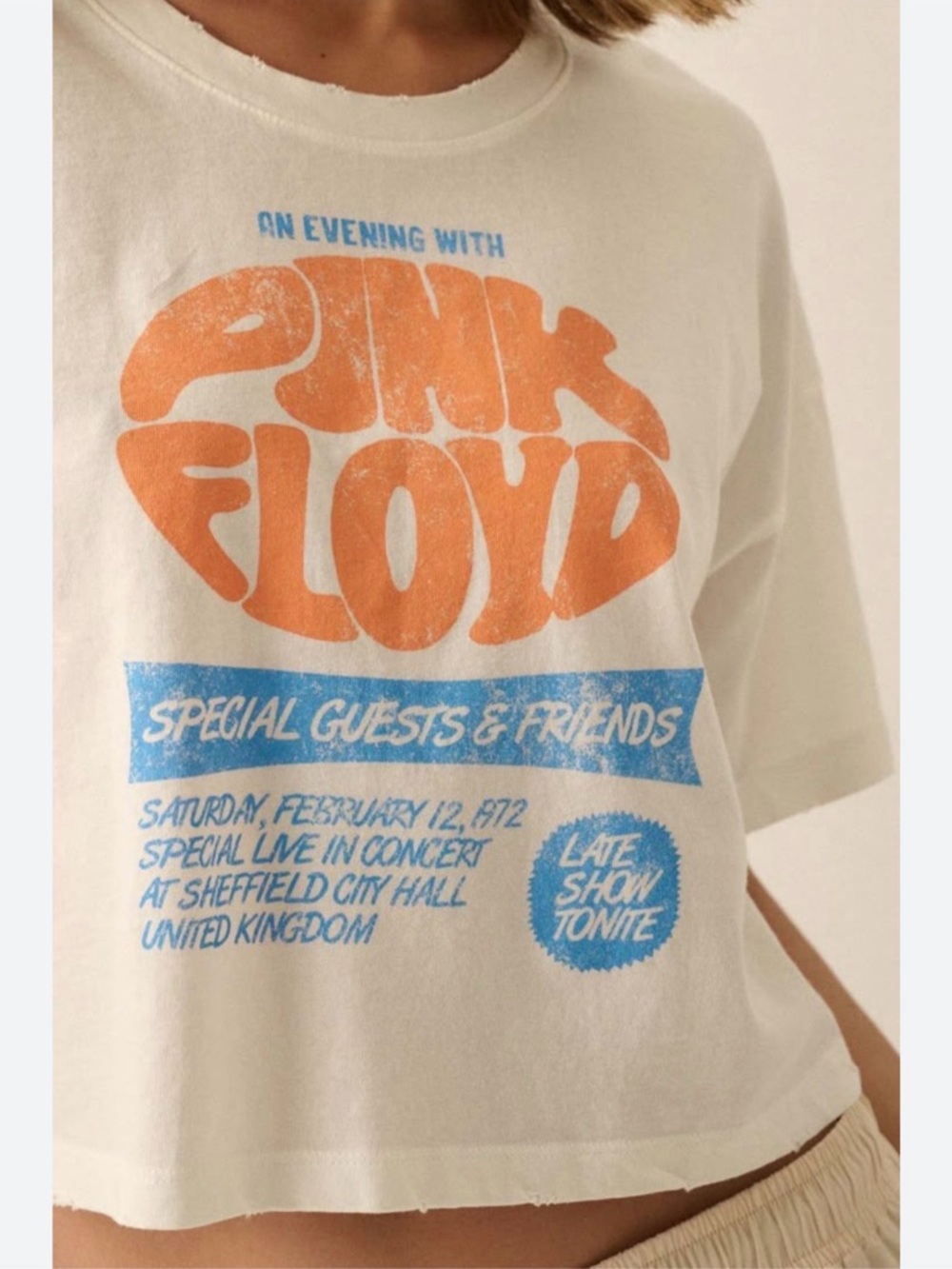 Vintage White Tee with Black Logo Print